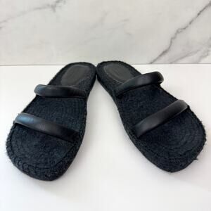 Everlane Womens Espadrille Sandals Size 9 Leather Jute Minimal Summer Black
